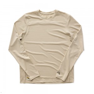 Beige Tracksmith Session Long Sleeve Men's Shirts | FGWED-6921