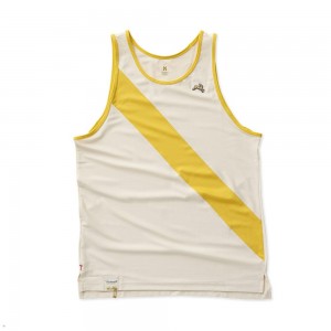 Beige Yellow Tracksmith Van Cortlandt Men's Singlet | DRLVT-1879