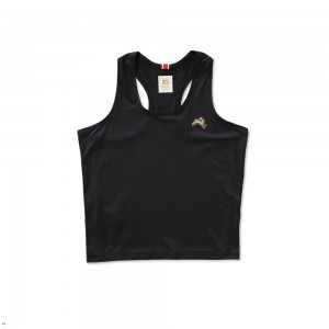 Black Tracksmith Twilight Crop Women's Tank | KFDVX-1659