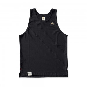 Black Tracksmith Van Cortlandt Men's Singlet | PCDEV-3049