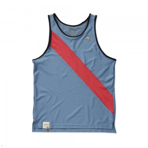 Blue Red Tracksmith Van Cortlandt Men's Singlet | NOFVU-5109