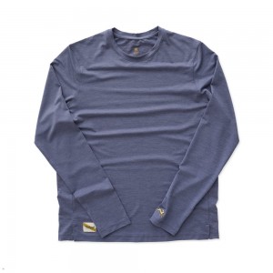 Blue Tracksmith Session Long Sleeve Men's Shirts | LXGNH-7014