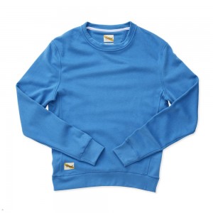 Blue Tracksmith Trackhouse Midweight Crew Men's Sweatshirt | OUBYM-0871