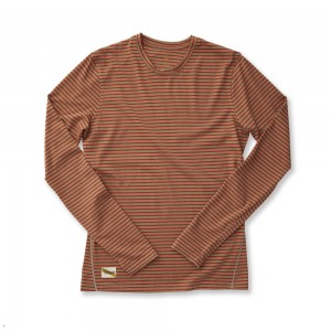 Brown Tracksmith Horizon Long Sleeve Men's Shirts | HAZEM-8726