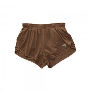 Brown Tracksmith Twilight Split Women's Shorts | HSIXG-6318