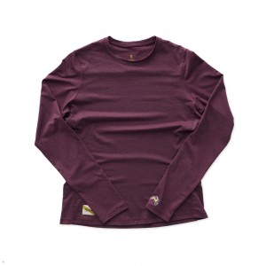 Burgundy Tracksmith Session Long Sleeve Women's Shirts | EKQDT-7639