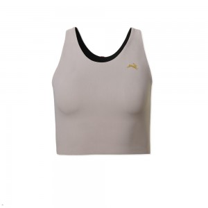 Grey Tracksmith Turnover Crop Women's Tops | XOHTE-3591