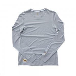 Light Blue Tracksmith Harrier Long Sleeve Women's Shirts | PXIRZ-9587