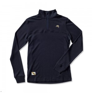 Navy Tracksmith Downeaster Men's Mid Layer | WKNYP-9568