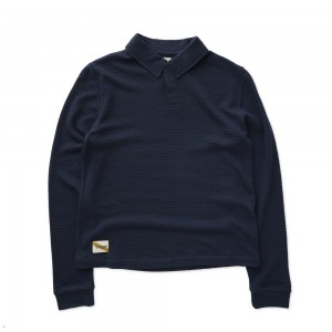 Navy Tracksmith Fells Rugby Women's Shirts | IZKYO-2635