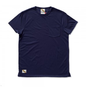 Navy Tracksmith Run Cannonball Run Men's Tee | NAZXW-9248