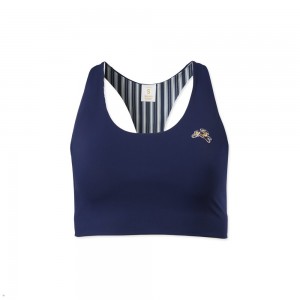 Navy Tracksmith Run Cannonball Run Women's Bra | XYWAD-9731