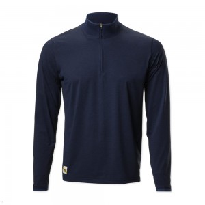 Navy Tracksmith Session Quarter Zip Men's Mid Layer | WARGB-0758