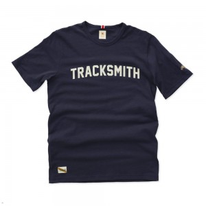 Navy White Tracksmith Grayboy Men's Tee | OJUAR-5842