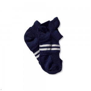 Navy White Tracksmith Merino No Show Sock | OETWJ-0479