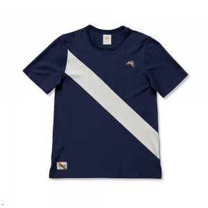 Navy White Tracksmith Van Cortlandt Women's Tee | FHEPZ-2867