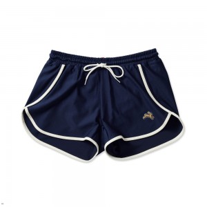 Navy White Tracksmith Van Cortlandt Women's Shorts | ZATND-8467