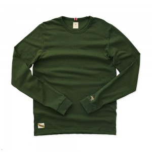 Olive Tracksmith Grayboy Long Sleeve Men's Shirts | KASOJ-2963