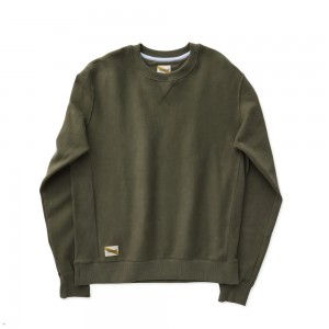 Olive Tracksmith Trackhouse Crew Men's Sweatshirt | LEFOY-7231