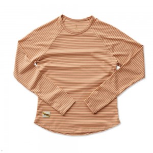 Orange Tracksmith Horizon Long Sleeve Women's Shirts | FAOBY-0943