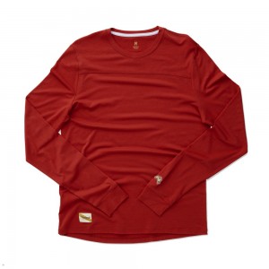 Red Tracksmith Harrier Long Sleeve Men's Shirts | OPEUT-1482