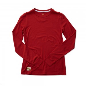 Red Tracksmith Harrier Long Sleeve Women's Shirts | IUNRO-6854