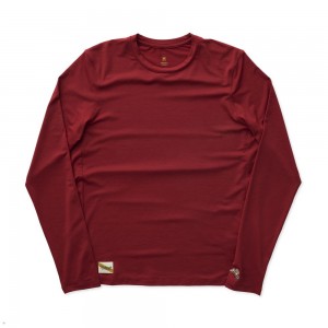 Red Tracksmith Session Long Sleeve Men's Shirts | ANKME-2463