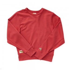 Red Tracksmith Trackhouse Midweight Crew Women's Sweatshirt | EQBJO-8509