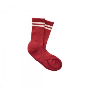 Red White Tracksmith Merino Tube Sock | FOWKY-9816