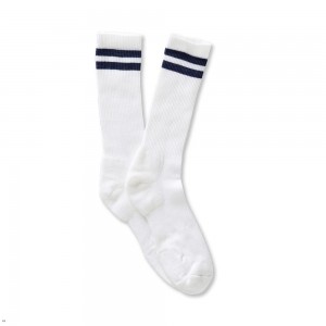 White Navy Tracksmith Merino Tube Sock | XADWS-0849