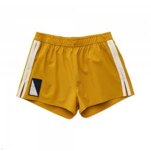 Yellow White Tracksmith Run Cannonball Run Women's Shorts | LIDQV-5289