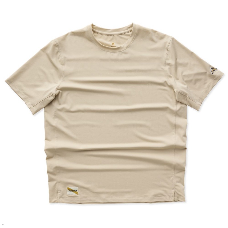 Beige Tracksmith Session Men\'s Tee | RMEUH-8512