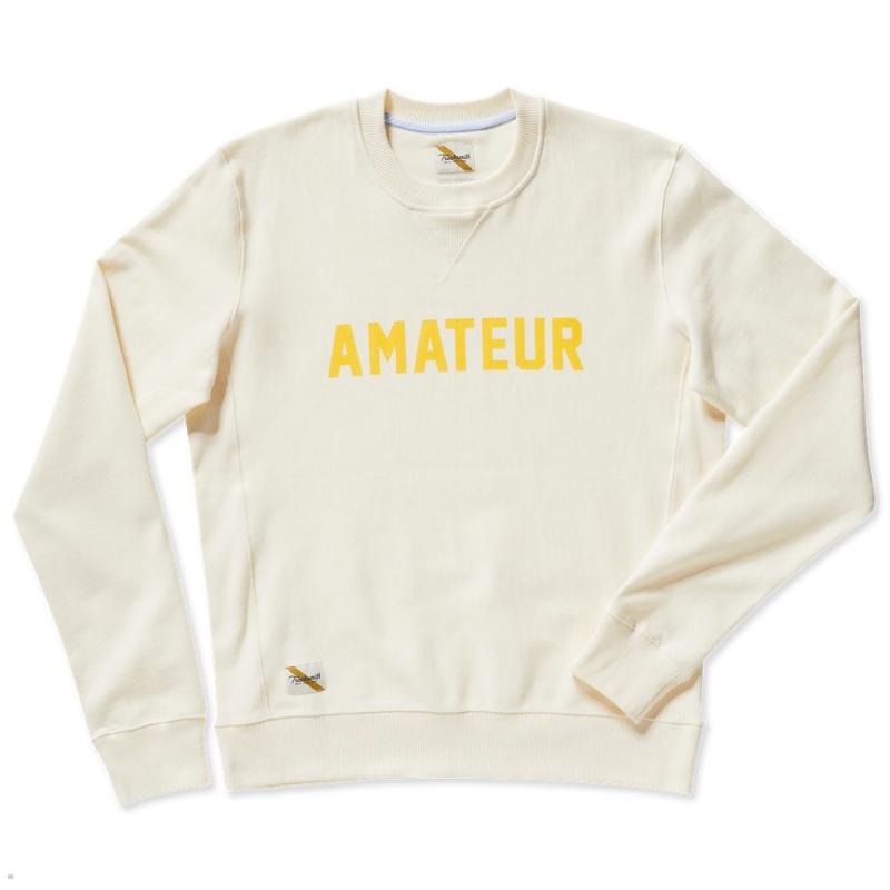 Beige Tracksmith Trackhouse Crew Amateur Men\'s Sweatshirt | PVNHX-9463