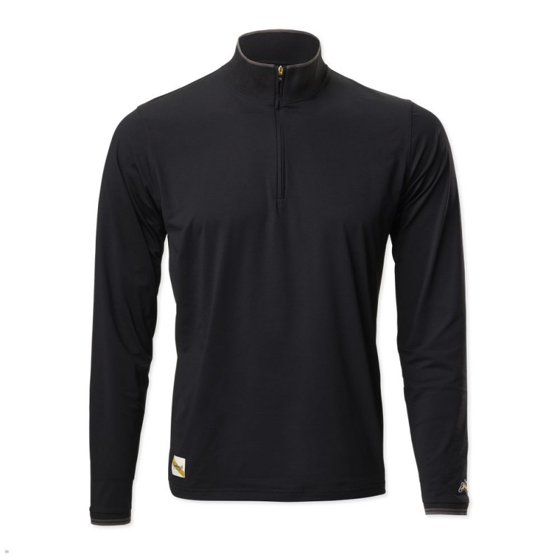 Black Tracksmith Session Quarter Zip Men\'s Mid Layer | XMAYC-8293