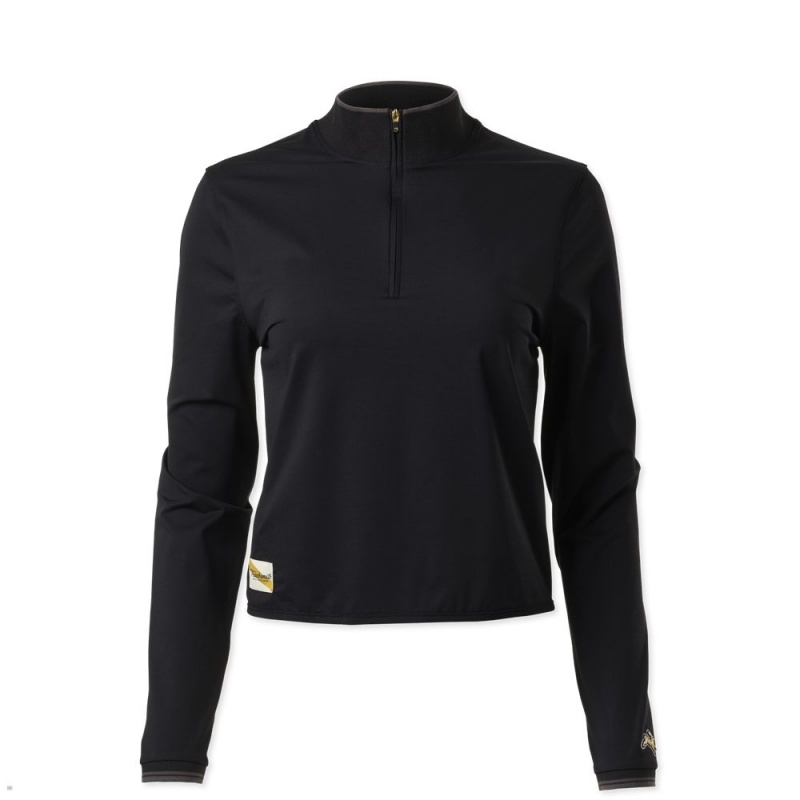 Black Tracksmith Session Quarter Zip Women\'s Mid Layer | BAKYG-1627