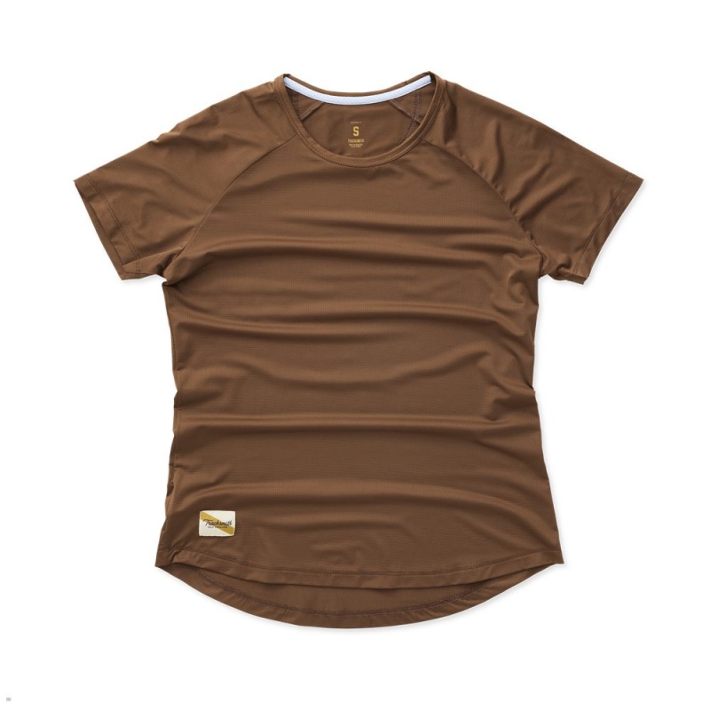 Brown Tracksmith Twilight Women\'s Tee | XPKFI-3217