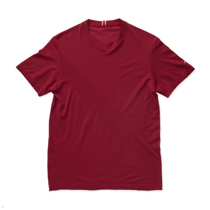 Burgundy Tracksmith Cambridge Men\'s Tee | NVYAP-0538