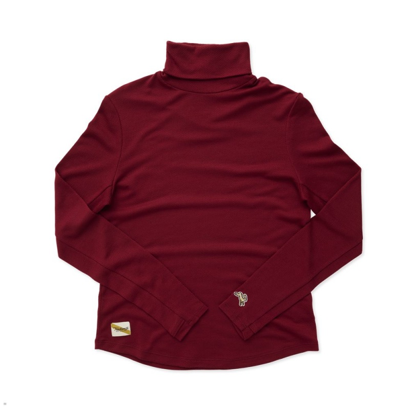 Burgundy Tracksmith Fells Turtleneck Women\'s Base Layer | RNGPL-9542