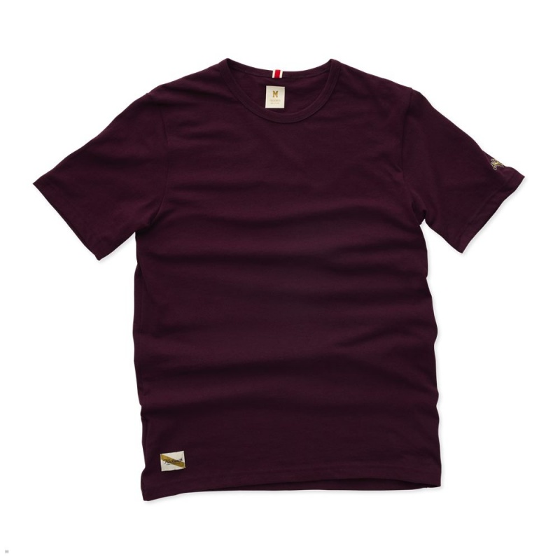 Burgundy Tracksmith Grayboy Men\'s Tee | RPHLD-3470