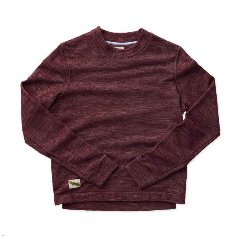 Burgundy Tracksmith Rapid Transit Crew Women\'s Sweatshirt | YJOSZ-0469