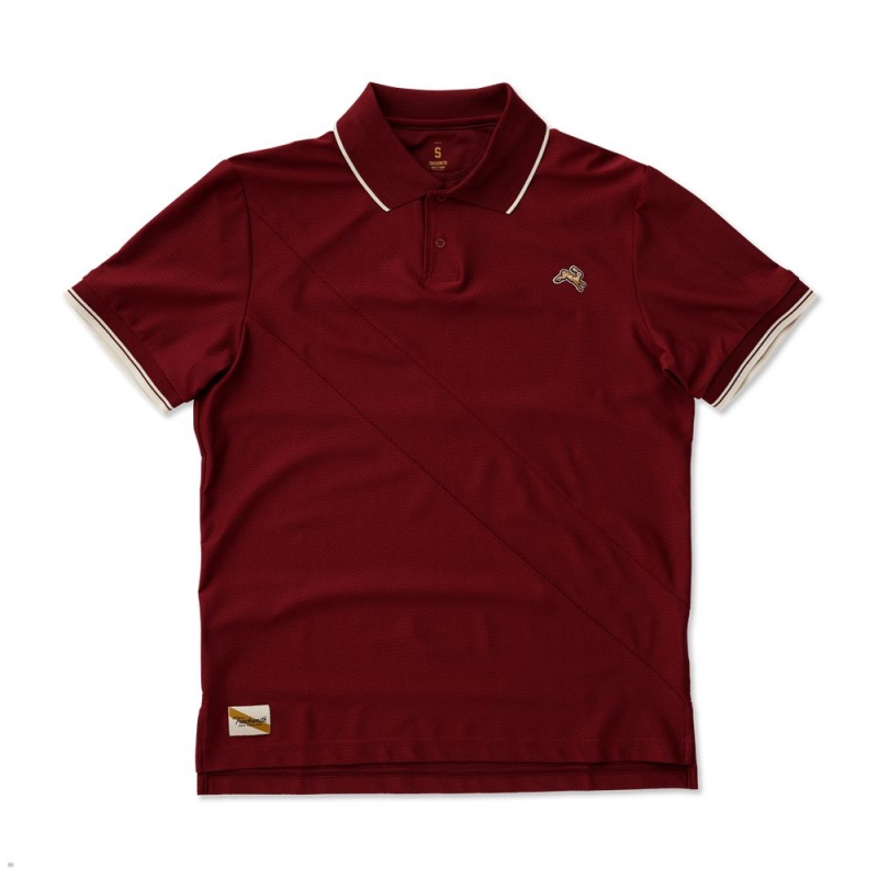 Burgundy Tracksmith Van Cortlandt Polo Men\'s Shirts | FIVUP-5627