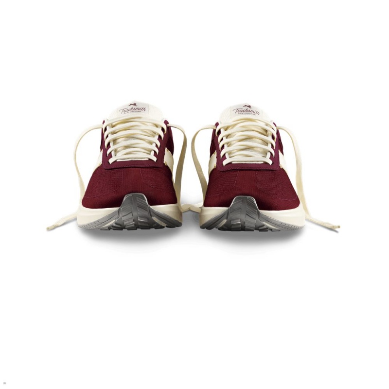 Burgundy White Tracksmith Eliot Runner Men's Shoes | YORVF-1825