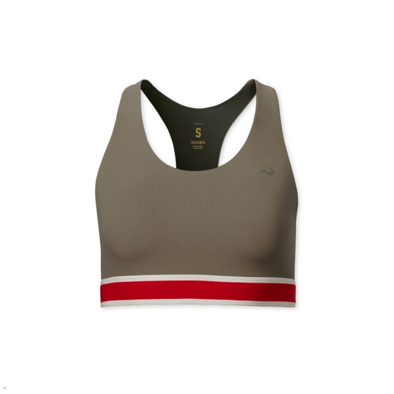 Khaki Tracksmith Run Women\'s Bra | IZXAF-8653