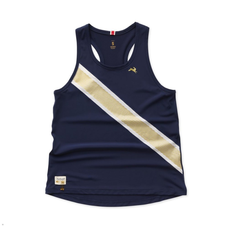 Navy Gold Tracksmith Strata Women\'s Singlet | ZICWN-2903