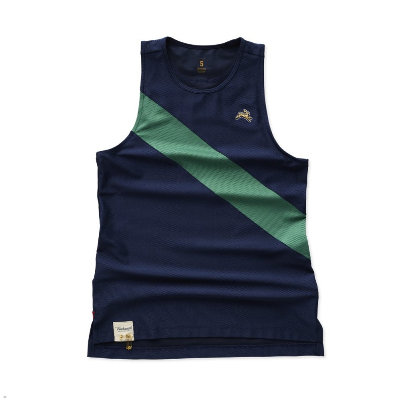 Navy Green Tracksmith Van Cortlandt Women\'s Singlet | ETLZS-2384