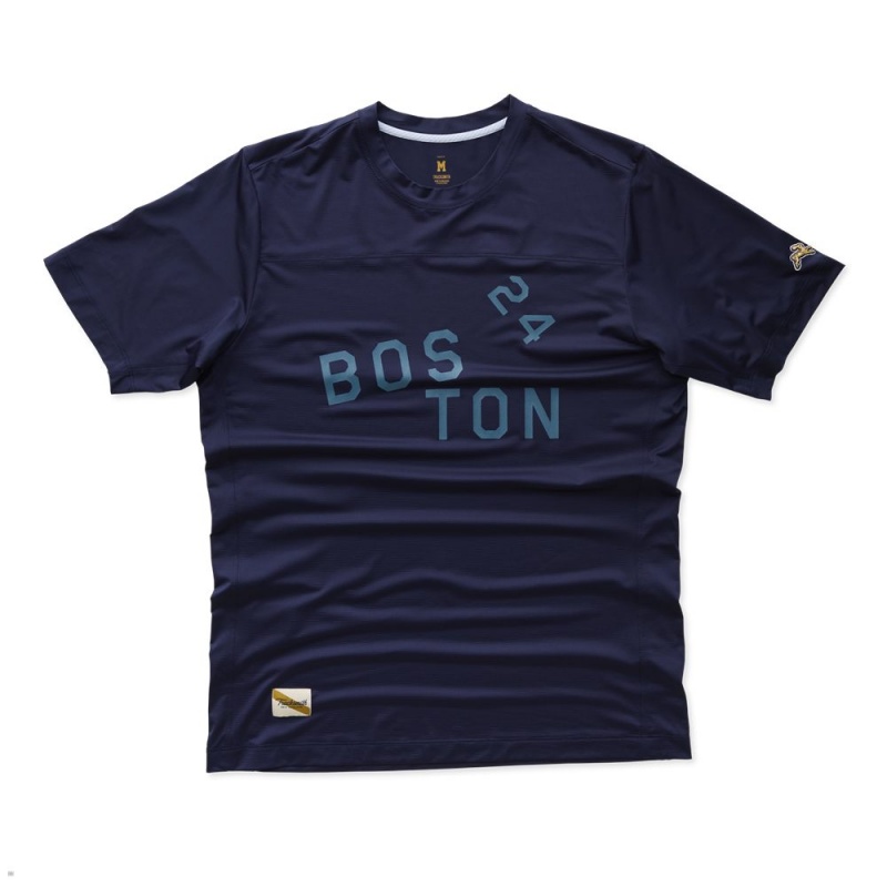 Navy Tracksmith Boston Men\'s Tee | NJOSA-7182