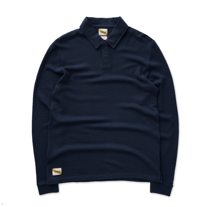 Navy Tracksmith Fells Rugby Men\'s Shirts | LSAMV-5893