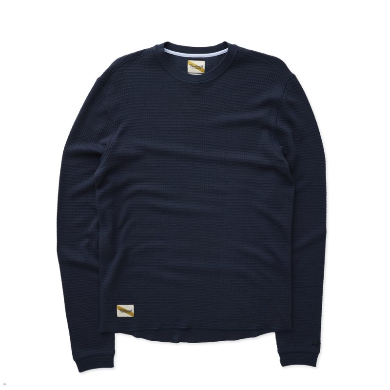 Navy Tracksmith Fells Waffle Men\'s Base Layer | CNZAM-8910