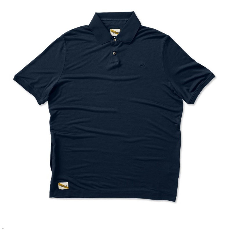 Navy Tracksmith Rapid Transit Polo Men\'s Shirts | FREHN-8247