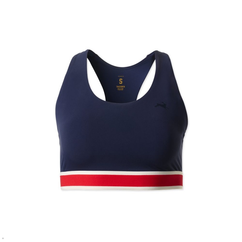 Navy Tracksmith Run Women\'s Bra | NQFLB-6028